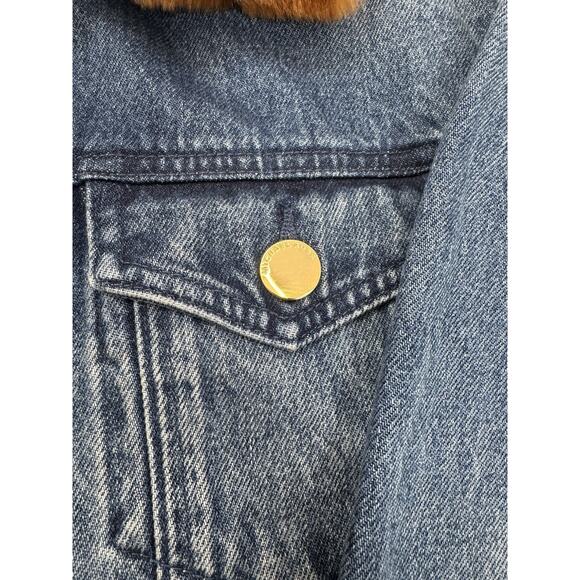 Michael Kors Faux Fur Collar Denim Jacket Size M-L - Picture 8 of 16